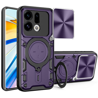 OPPO Find X9 Magnetic Holder CD Texture Sliding Camshield Phone Case, TPU PC Shockproof Cover