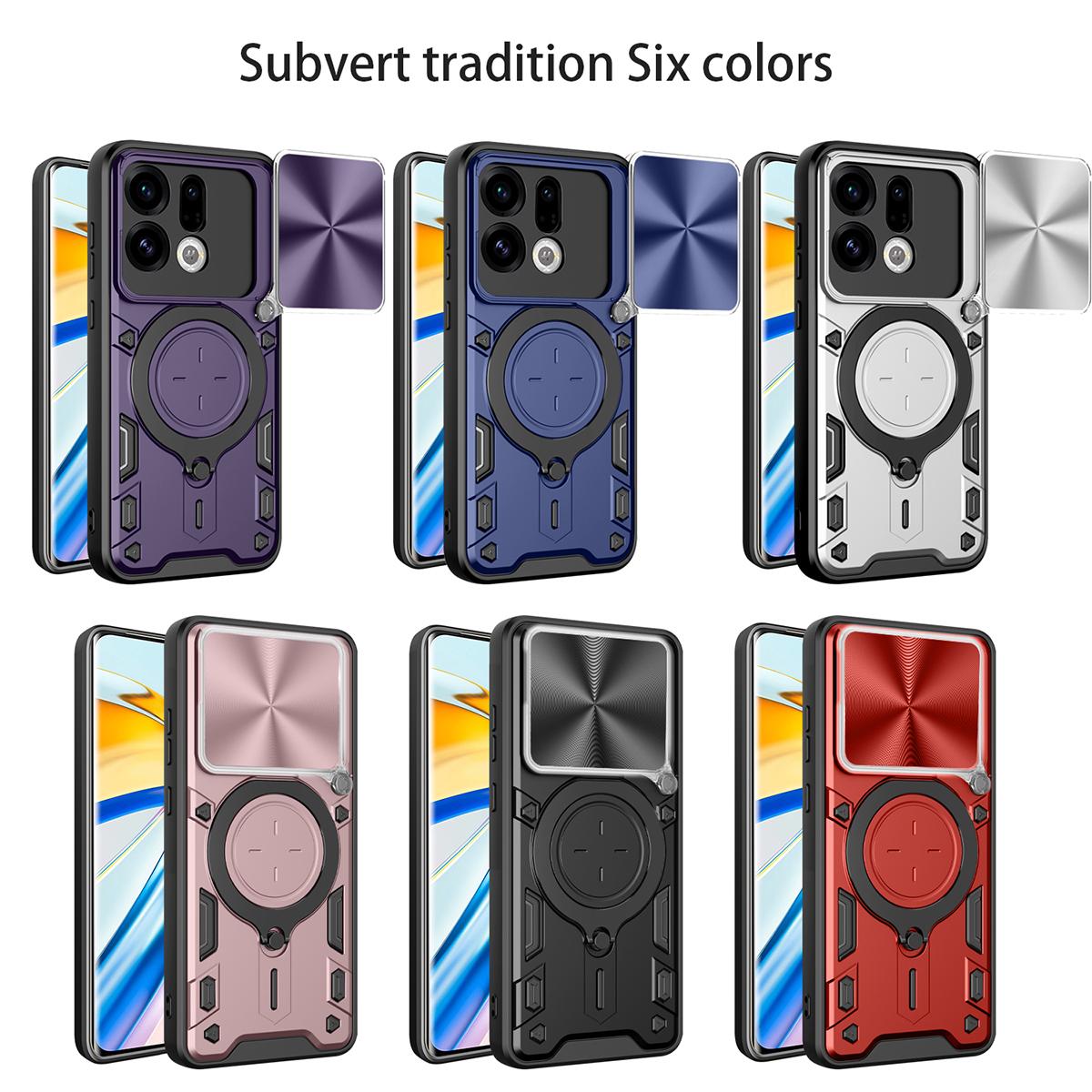 OPPO Find X9 Magnetic Holder CD Texture Sliding Camshield Phone Case, TPU PC Shockproof Cover