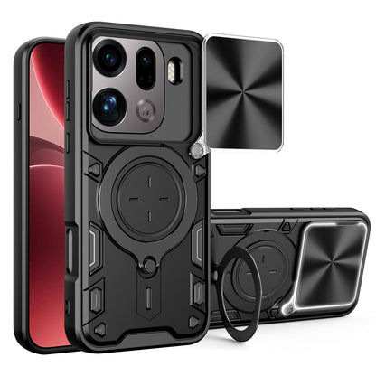 OPPO Find X9 Pro Magnetic Holder CD Texture Sliding Camshield Phone Case, TPU PC Shockproof Cover