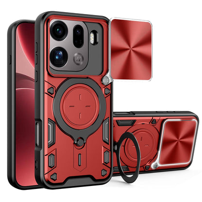 OPPO Find X9 Pro Magnetic Holder CD Texture Sliding Camshield Phone Case, TPU PC Shockproof Cover