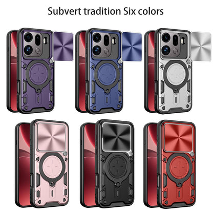 OPPO Find X9 Pro Magnetic Holder CD Texture Sliding Camshield Phone Case, TPU PC Shockproof Cover
