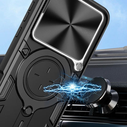 OPPO Find X9 Pro Magnetic Holder CD Texture Sliding Camshield Phone Case, TPU PC Shockproof Cover
