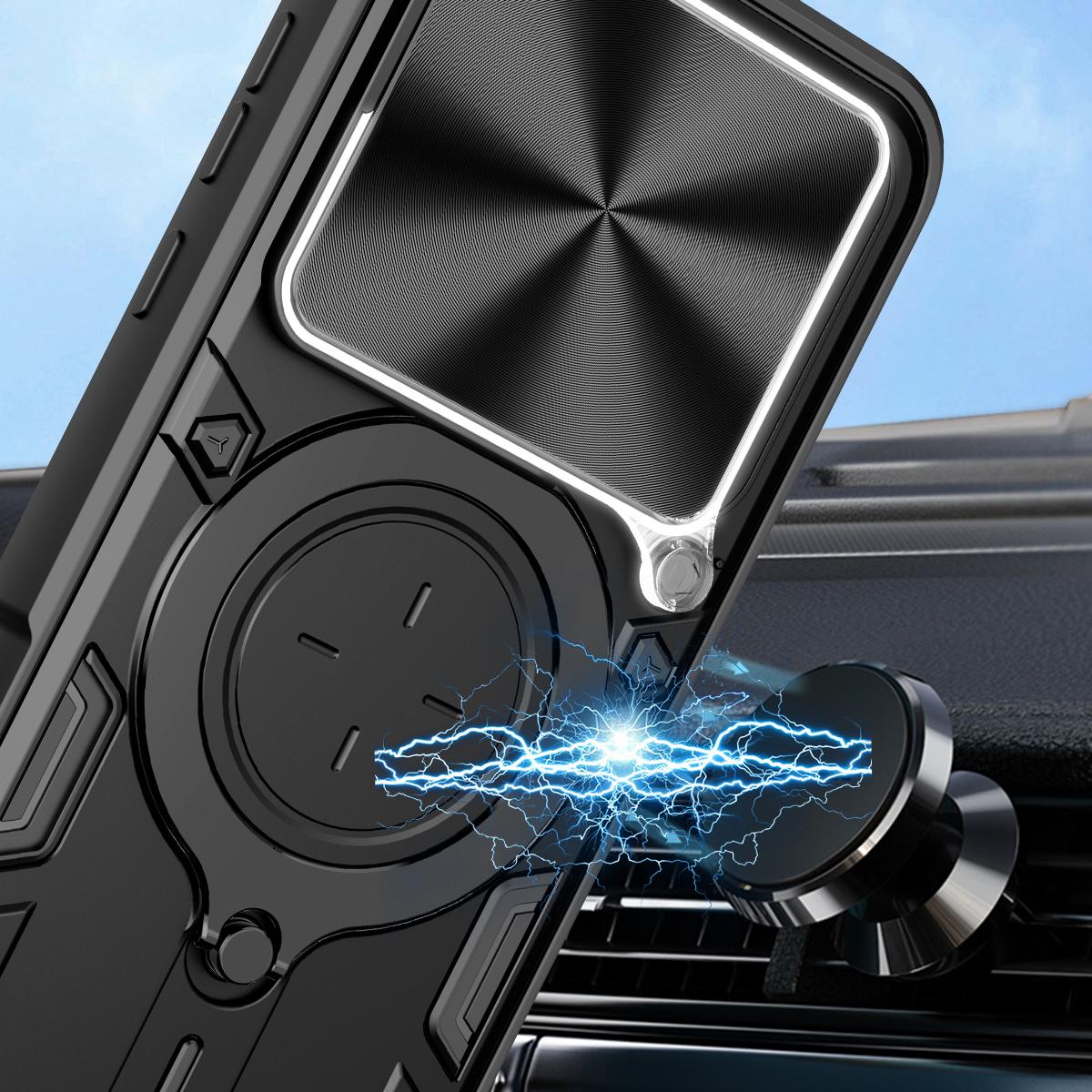 OPPO Find X9 Pro Magnetic Holder CD Texture Sliding Camshield Phone Case, TPU PC Shockproof Cover