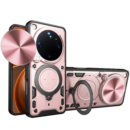 OPPO Find X9 Ultra Magnetic Holder CD Texture Sliding Camshield Phone Case, TPU PC Shockproof Cover