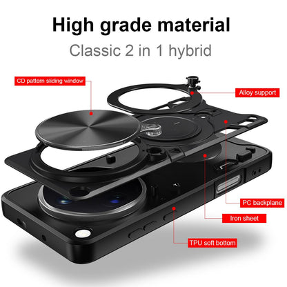 OPPO Find X9 Ultra Magnetic Holder CD Texture Sliding Camshield Phone Case, TPU PC Shockproof Cover