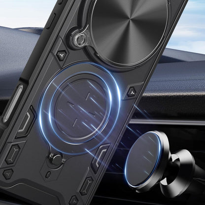 OPPO Find X9 Ultra Magnetic Holder CD Texture Sliding Camshield Phone Case, TPU PC Shockproof Cover