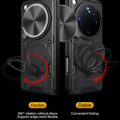 OPPO Find X9 Ultra Magnetic Holder CD Texture Sliding Camshield Phone Case, TPU PC Shockproof Cover