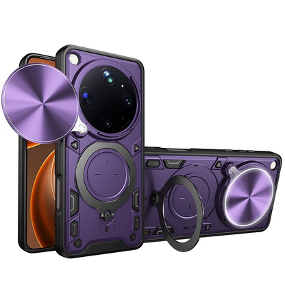 OPPO Find X9 Ultra Magnetic Holder CD Texture Sliding Camshield Phone Case, TPU PC Shockproof Cover