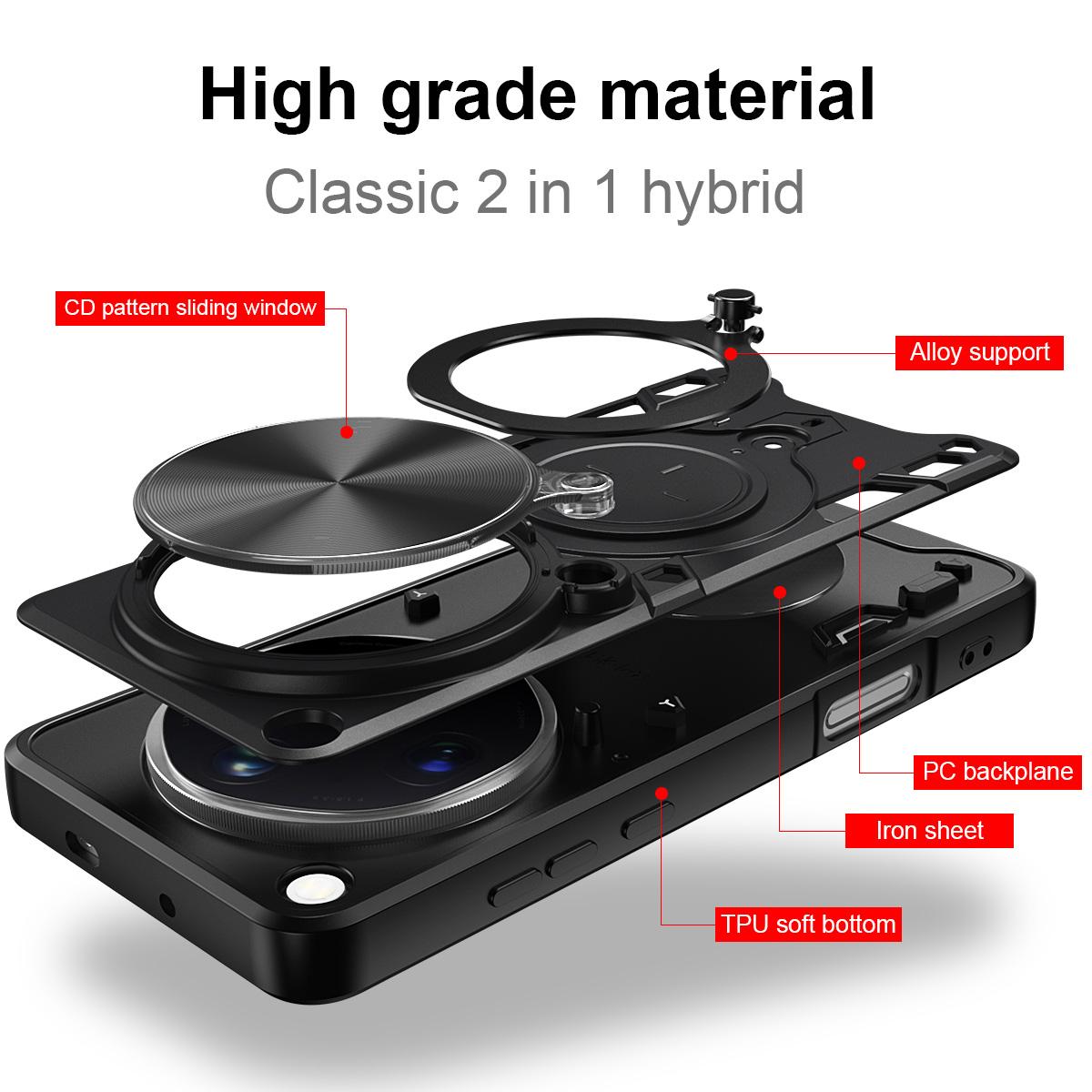 OPPO Find X9 Ultra Magnetic Holder CD Texture Sliding Camshield Phone Case, TPU PC Shockproof Cover