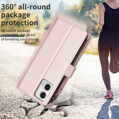 Motorola Moto G73 5G Leather Flip Phone Case with 9 Card Slots, Zipper Wallet & Detachable Wristlet Strap