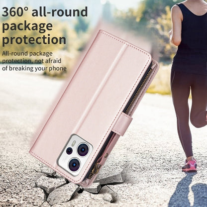 Motorola Moto G53 5G Leather Flip Phone Case with 9 Card Slots, Zipper Wallet & Detachable Wristlet Strap