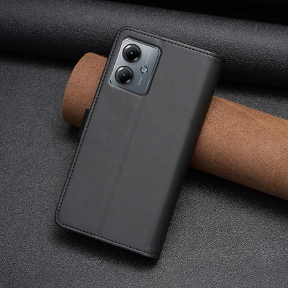 Motorola Moto G14 4G Leather Flip Phone Case with 9 Card Slots, Zipper Wallet & Detachable Wristlet Strap