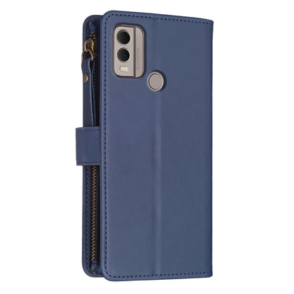 Nokia C22 Leather Flip Phone Case with 9 Card Slots, Zipper Wallet & Detachable Wristlet Strap