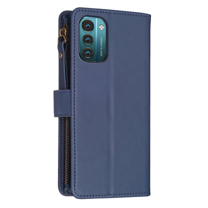 Nokia G21 Leather Flip Phone Case with 9 Card Slots, Zipper Wallet & Detachable Wristlet Strap
