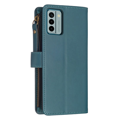 Nokia G22 Leather Flip Phone Case with 9 Card Slots, Zipper Wallet & Detachable Wristlet Strap