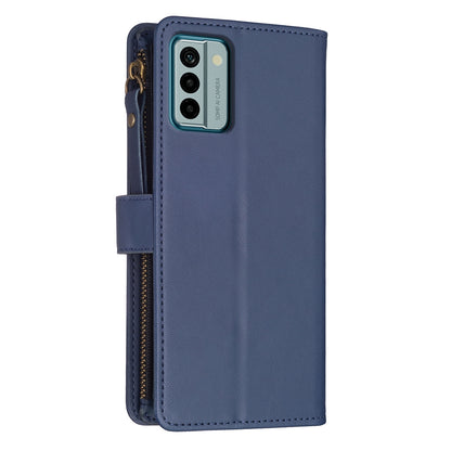 Nokia G22 Leather Flip Phone Case with 9 Card Slots, Zipper Wallet & Detachable Wristlet Strap