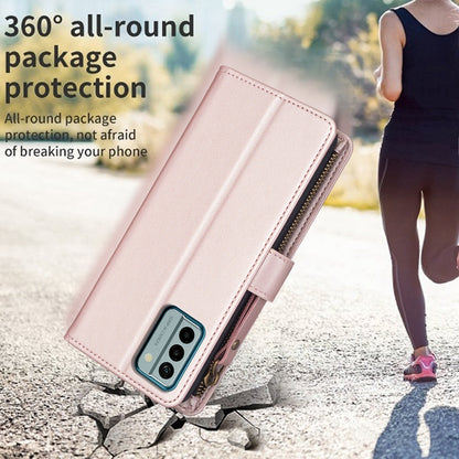 Nokia G22 Leather Flip Phone Case with 9 Card Slots, Zipper Wallet & Detachable Wristlet Strap