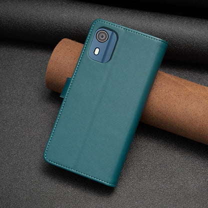 Nokia C02 Leather Flip Phone Case with 9 Card Slots, Zipper Wallet & Detachable Wristlet Strap