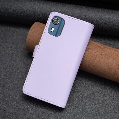 Nokia C02 Leather Flip Phone Case with 9 Card Slots, Zipper Wallet & Detachable Wristlet Strap