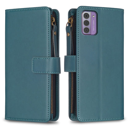 Nokia G310 Leather Flip Phone Case with 9 Card Slots, Zipper Wallet & Detachable Wristlet Strap