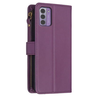 Nokia G310 Leather Flip Phone Case with 9 Card Slots, Zipper Wallet & Detachable Wristlet Strap