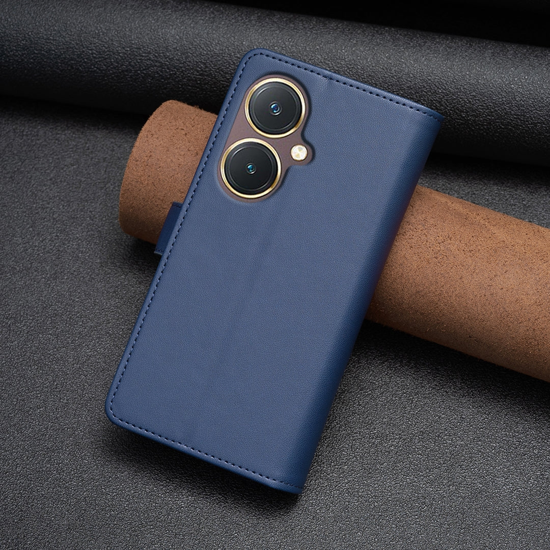 vivo Y27 4G Leather Flip Phone Case with 9 Card Slots, Zipper Wallet & Detachable Wristlet Strap