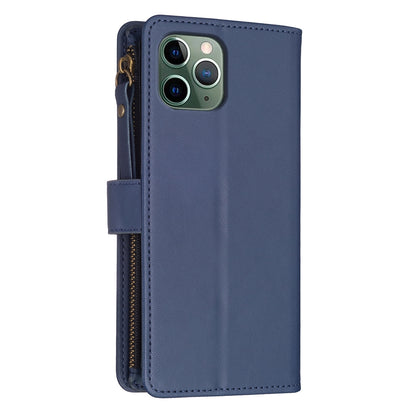 iPhone 11 Pro Leather Flip Phone Case with 9 Card Slots, Zipper Wallet & Detachable Wristlet Strap
