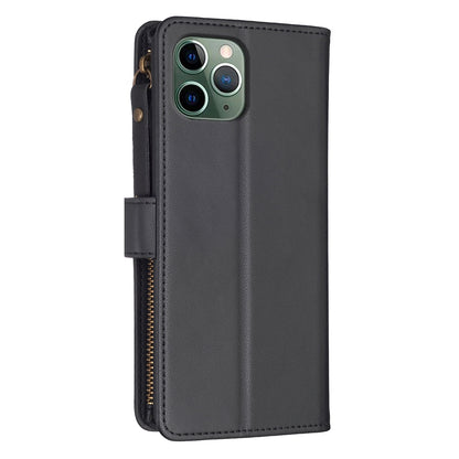 iPhone 11 Pro Leather Flip Phone Case with 9 Card Slots, Zipper Wallet & Detachable Wristlet Strap