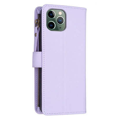 iPhone 11 Pro Leather Flip Phone Case with 9 Card Slots, Zipper Wallet & Detachable Wristlet Strap