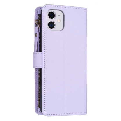iPhone 11 Leather Flip Phone Case with 9 Card Slots, Zipper Wallet & Detachable Wristlet Strap