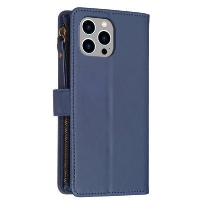iPhone 12 Pro Max Leather Flip Phone Case with 9 Card Slots, Zipper Wallet & Detachable Wristlet Strap