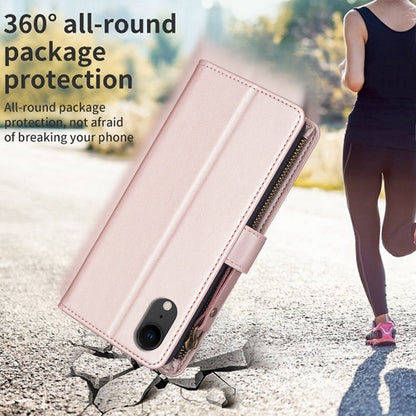 iPhone XR Leather Flip Phone Case with 9 Card Slots, Zipper Wallet & Detachable Wristlet Strap