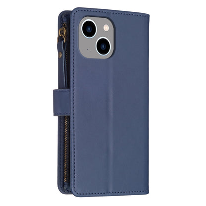 iPhone 15 Plus Leather Flip Phone Case with 9 Card Slots, Zipper Wallet & Detachable Wristlet Strap