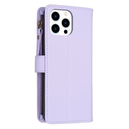iPhone 16 Pro Max Leather Flip Phone Case with 9 Card Slots, Zipper Wallet & Detachable Wristlet Strap