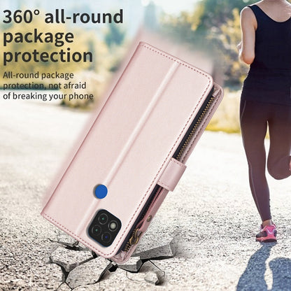 Xiaomi Redmi 9C Leather Flip Phone Case with 9 Card Slots, Zipper Wallet & Detachable Wristlet Strap