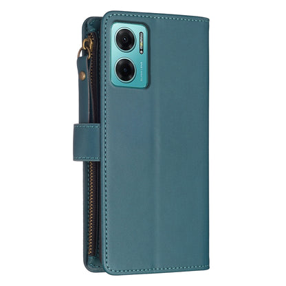 Xiaomi Redmi 10 5G Leather Flip Phone Case with 9 Card Slots, Zipper Wallet & Detachable Wristlet Strap
