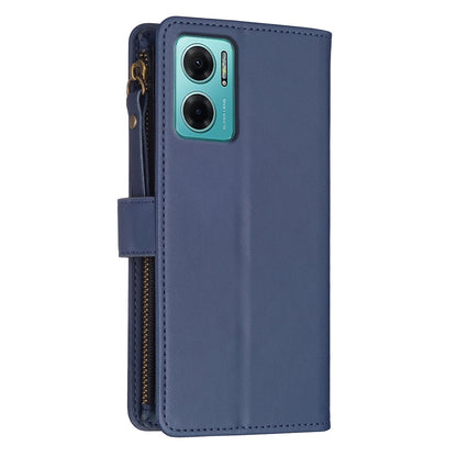Xiaomi Redmi 10 5G Leather Flip Phone Case with 9 Card Slots, Zipper Wallet & Detachable Wristlet Strap