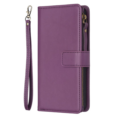 Xiaomi Redmi K60 Pro Leather Flip Phone Case with 9 Card Slots, Zipper Wallet & Detachable Wristlet Strap