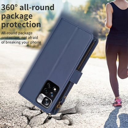 Xiaomi Redmi Note 11 Pro Leather Flip Phone Case with 9 Card Slots, Zipper Wallet & Detachable Wristlet Strap