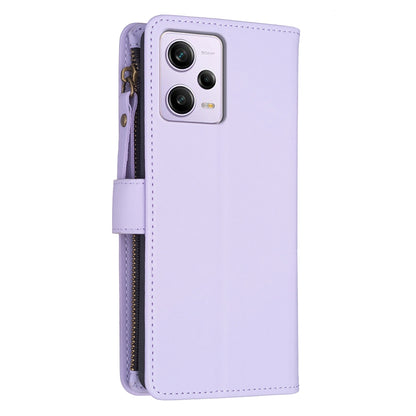 Xiaomi Redmi Note 12 Pro Leather Flip Phone Case with 9 Card Slots, Zipper Wallet & Detachable Wristlet Strap