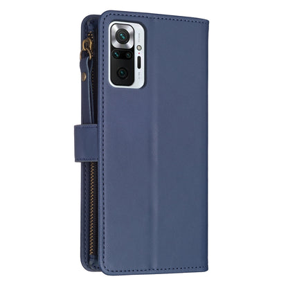 Xiaomi Redmi Note 10 Pro Leather Flip Phone Case with 9 Card Slots, Zipper Wallet & Detachable Wristlet Strap