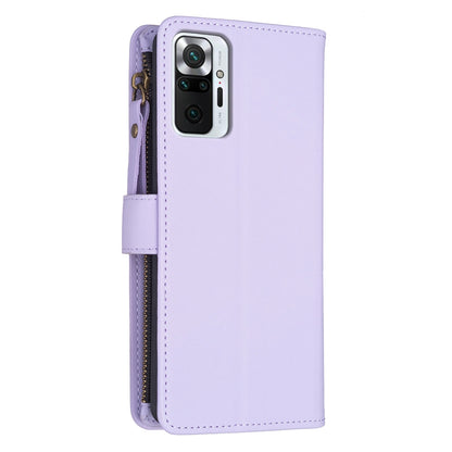 Xiaomi Redmi Note 10 Pro Leather Flip Phone Case with 9 Card Slots, Zipper Wallet & Detachable Wristlet Strap