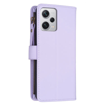Xiaomi Redmi Note 12 Pro+ 5G Global Leather Flip Phone Case with 9 Card Slots, Zipper Wallet & Detachable Wristlet Strap