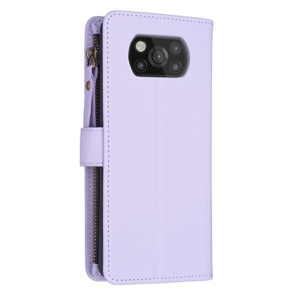 Xiaomi Poco X3 Leather Flip Phone Case with 9 Card Slots, Zipper Wallet & Detachable Wristlet Strap