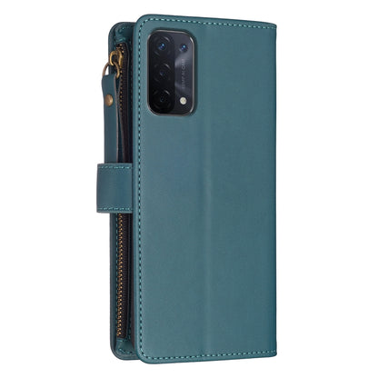 OPPO A93 5G Leather Flip Phone Case with 9 Card Slots, Zipper Wallet & Detachable Wristlet Strap