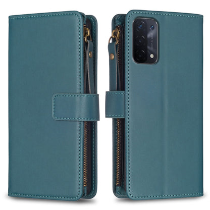 OPPO A93 5G Leather Flip Phone Case with 9 Card Slots, Zipper Wallet & Detachable Wristlet Strap