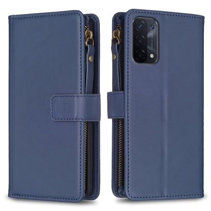 OPPO A93 5G Leather Flip Phone Case with 9 Card Slots, Zipper Wallet & Detachable Wristlet Strap