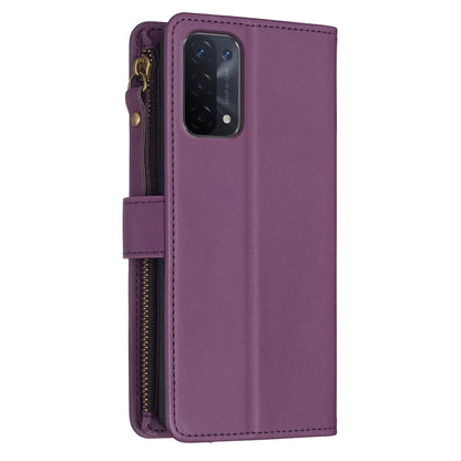 OPPO A93 5G Leather Flip Phone Case with 9 Card Slots, Zipper Wallet & Detachable Wristlet Strap