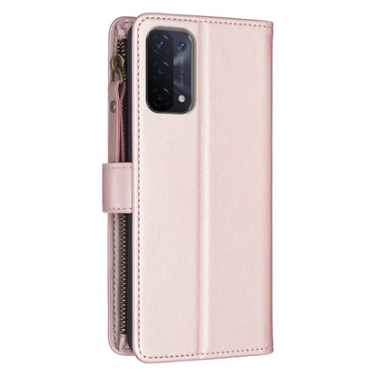 OPPO A93 5G Leather Flip Phone Case with 9 Card Slots, Zipper Wallet & Detachable Wristlet Strap