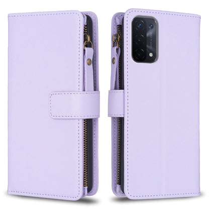 OPPO A93 5G Leather Flip Phone Case with 9 Card Slots, Zipper Wallet & Detachable Wristlet Strap